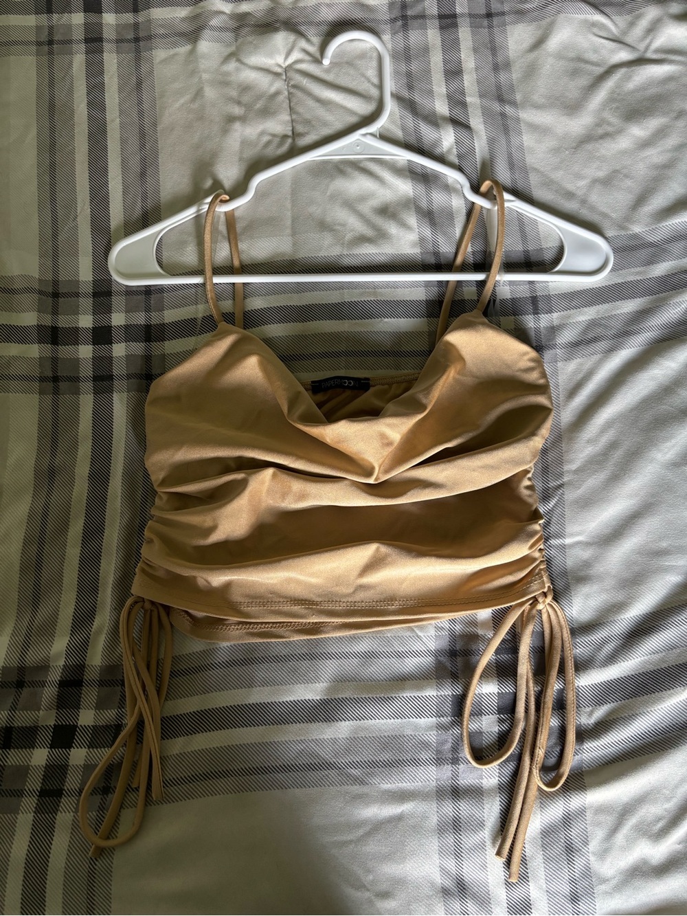 Tan Cowl Neck Crop Top
